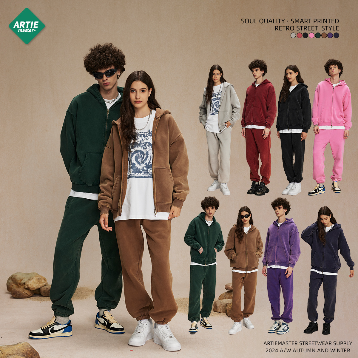 ARTIE vintage marca de moda vintage de los hombres suéter de gran tamaño suelto lavado Sudadera con capucha de los hombres