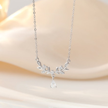 S999纯银月桂麦穗项链女韩版小众ins高级感网红小清新森系锁骨链