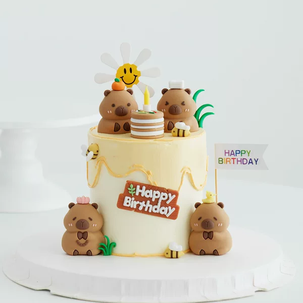 Internet-red Kapibala Capybara Cake Decoration Doll Ornaments Cartoon Animal Baking Desktop Children's Ornaments Car