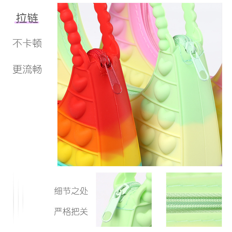 Cross-border rat elimination pioneer silicone hand-held bag children's single-shoulder cross-body bag stress relief bubble fun silicone money clip wholesale