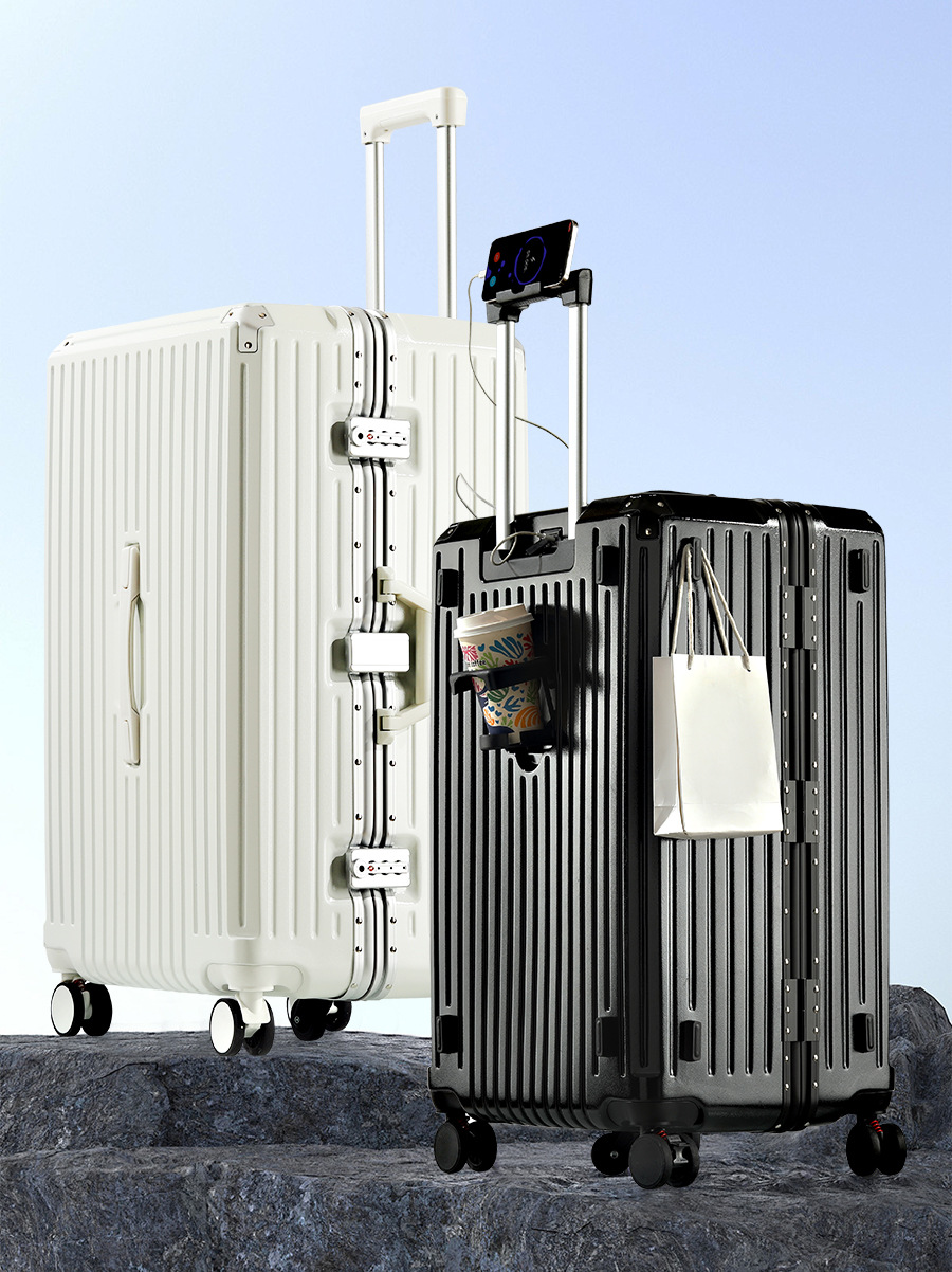 新型厚型大容量スーツケース、留学や休暇に最適なトロリーケース、男女兼用、厚型で見た目も美しいトラベルケース