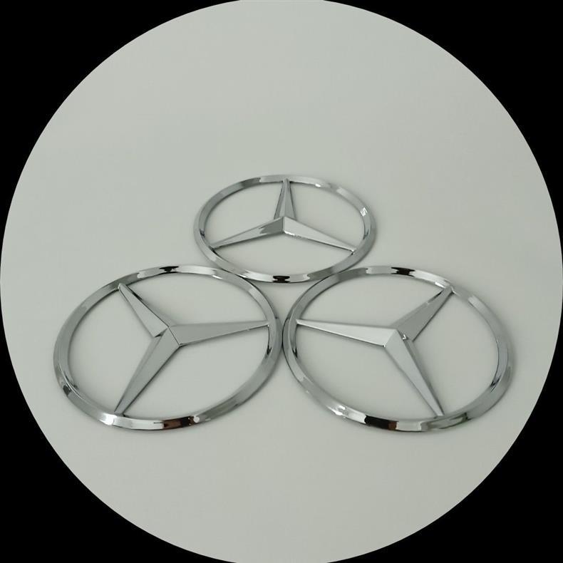 Mercedes-Benz three-pointed star emblem, electroplated, for A-Class, C-Class, and E-Class models, can be applied to the trunk, 9cm