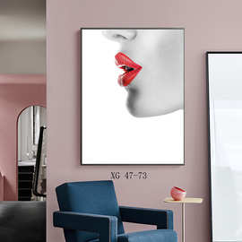 跨境北欧客厅装饰画喷绘画芯打印北欧帆布家居挂画人物油画