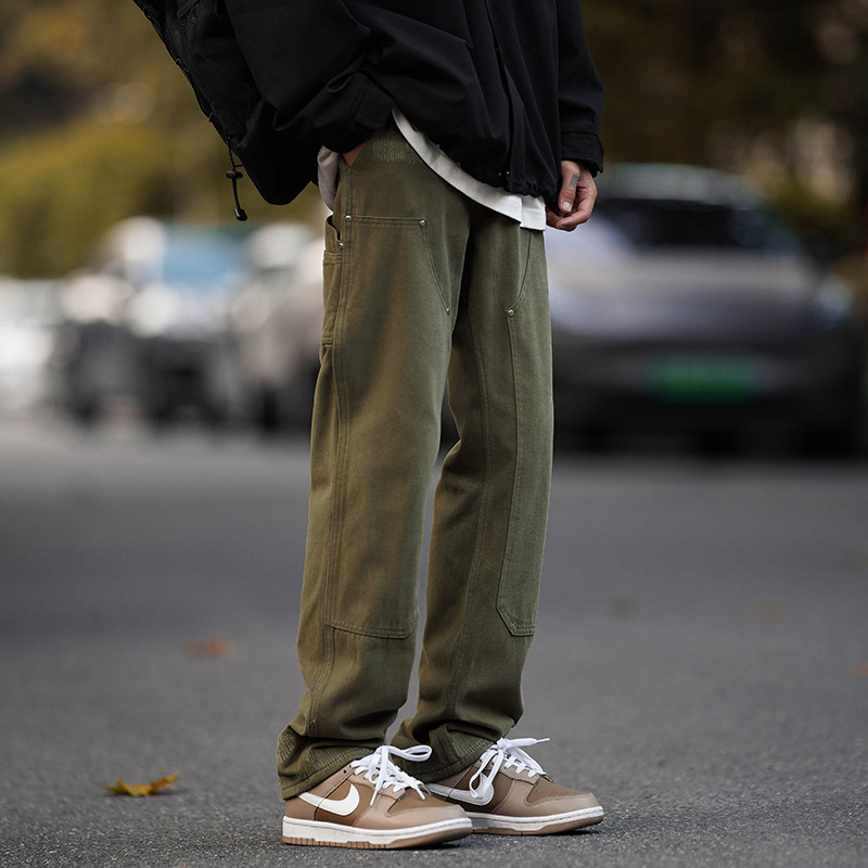 Overalls men's spring and autumn fashionable retro versatile loose straight pants Japanese style cityboy wide leg casual trousers