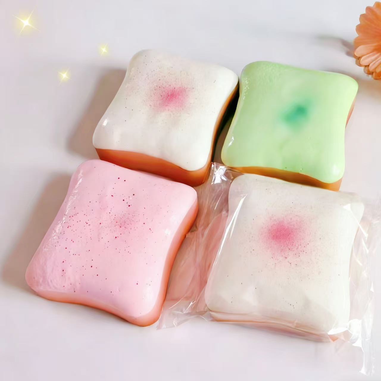 Juguete blandito de masa cruda de pan blanco de rebote ultra lento, de textura suave, ideal como regalo, se puede enviar en nombre de terceros.