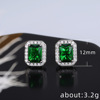 Sophisticated square earrings, green zirconium, accessory, diamond encrusted, wholesale