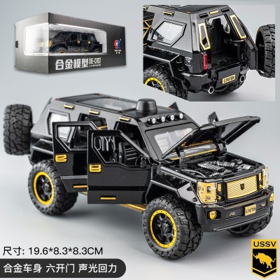 Coche de aleación modelo de coche 1:24 George Barton Puerta Abierta sonido y luz Tire hacia atrás juguete off-road música coche modelo decoración colección