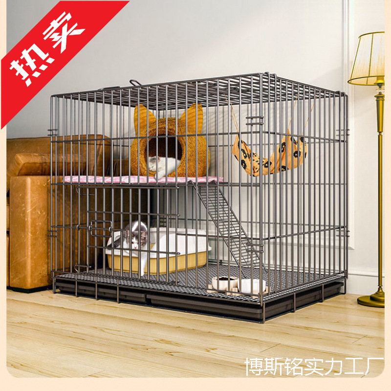 Cat Cage Household with Toilet Integrated Indoor Two-Story Does Not Take up Space Extra Large Free Space Cat House Cat House Pet