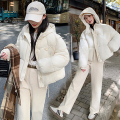 外贸可拆卸袖子羽绒棉服女冬季新款棉袄韩版宽松连帽棉衣短款外套
