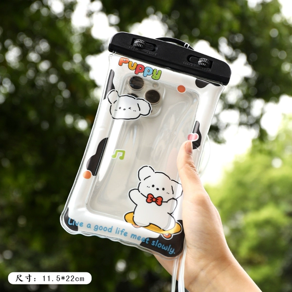 White skateboard, waterproof bag, transparent strap
