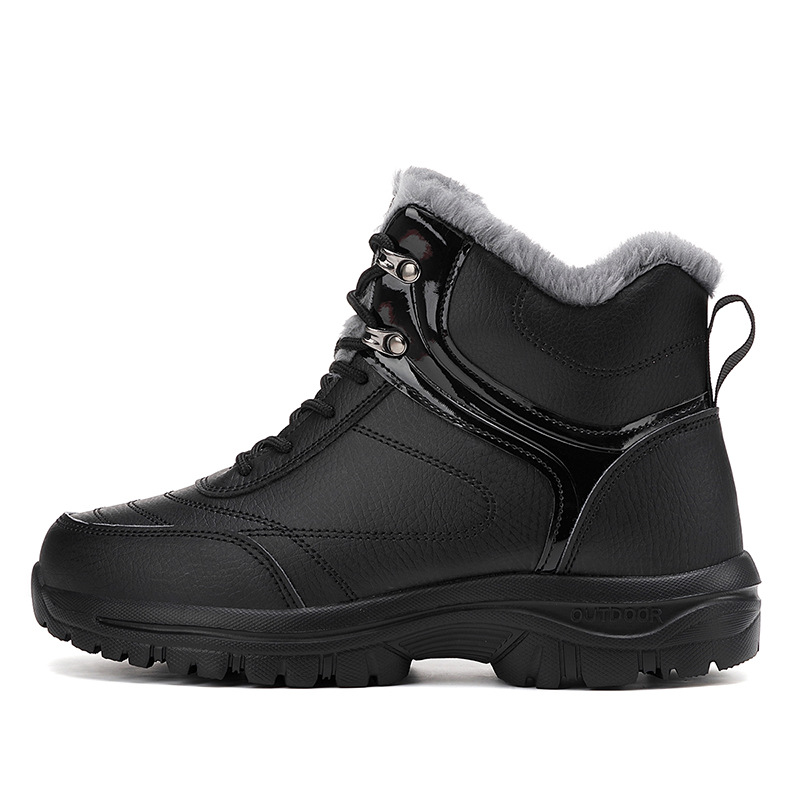Zapatos de invierno para hombres de mediana edad, botas de nieve para hombres, zapatos de montaña cálidos resistentes al frío al aire libre, zapatos casuales impermeables para hombres