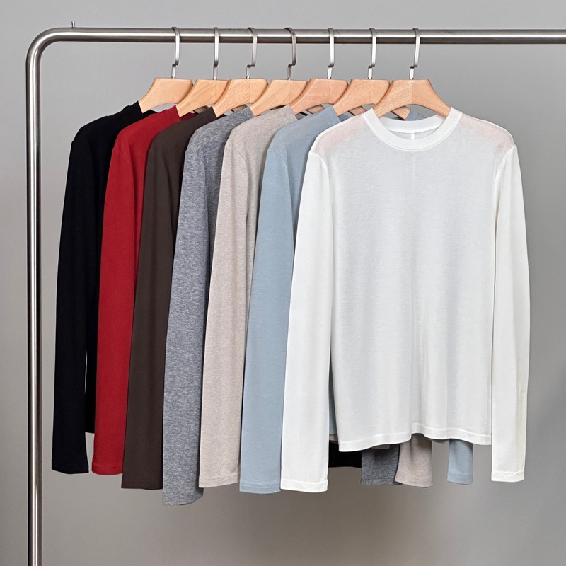 Quality Recommendation: Tencel Wool Base Layer Slimming Long-Sleeve T-Shirt Sun Protection Clothing for Women, Early Autumn New Model Mask t Quality Recommendation: Tencel Wool Base Layer Slimming Long-Sleeve T-Shirt Sun Protection Clothing for Women, Early Autumn New Model Mask t