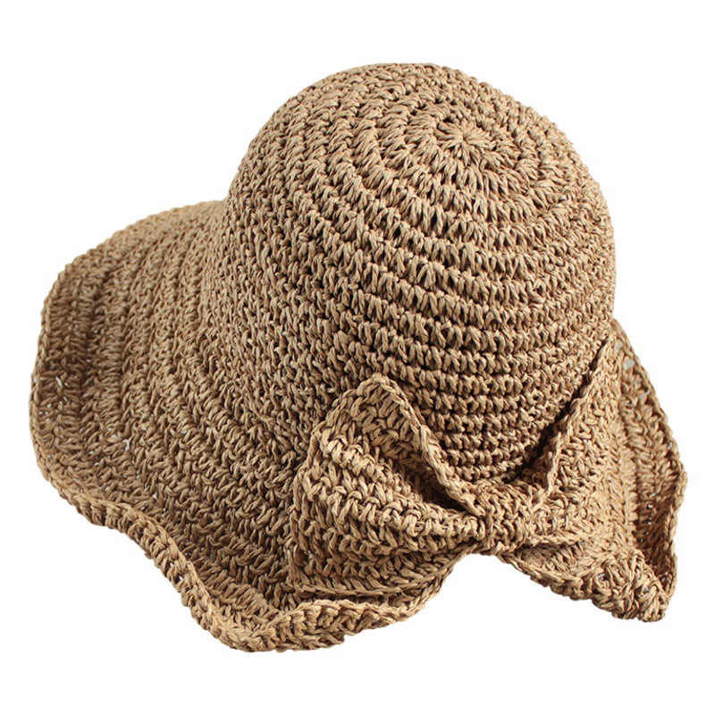 日よけ帽子女性の夏の日よけ帽子大きなつば麦わら帽子女性の屋外日焼け止め帽子盆地帽子リボン漁師帽子夏と秋