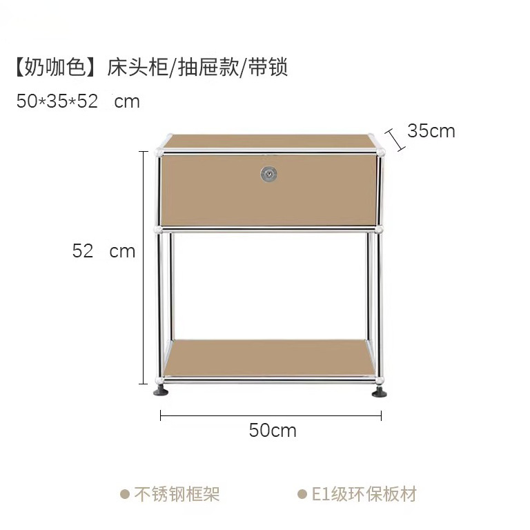 中古不锈钢轻奢床头柜卧室简约现代收纳柜边柜ins风储物边柜北欧|undefined