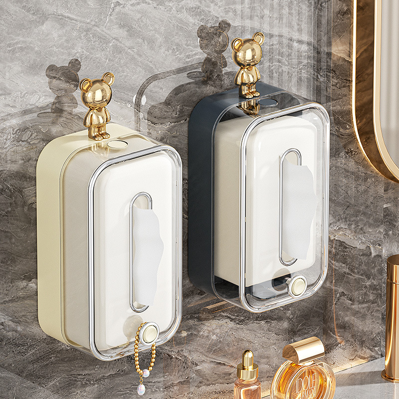 Caja de toallas de papel de lujo ligero la Mesa de café de la Sala de estar de sentido Superior acepta la Caja de toallas de papel, baño sin perforación, caja de toallas de papel colgada en la pared