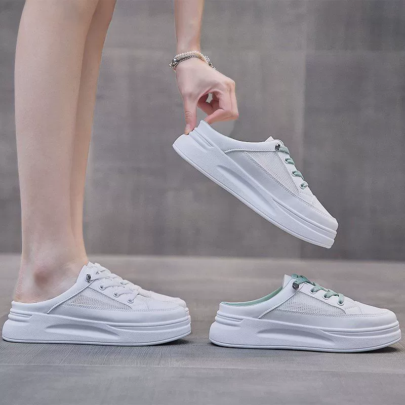 Женские полуботинки Баотоу, весна-лето 2025, новая модель, мягкая резиновая подошва, шнуровка, сетчатая дышащая легкая обувь