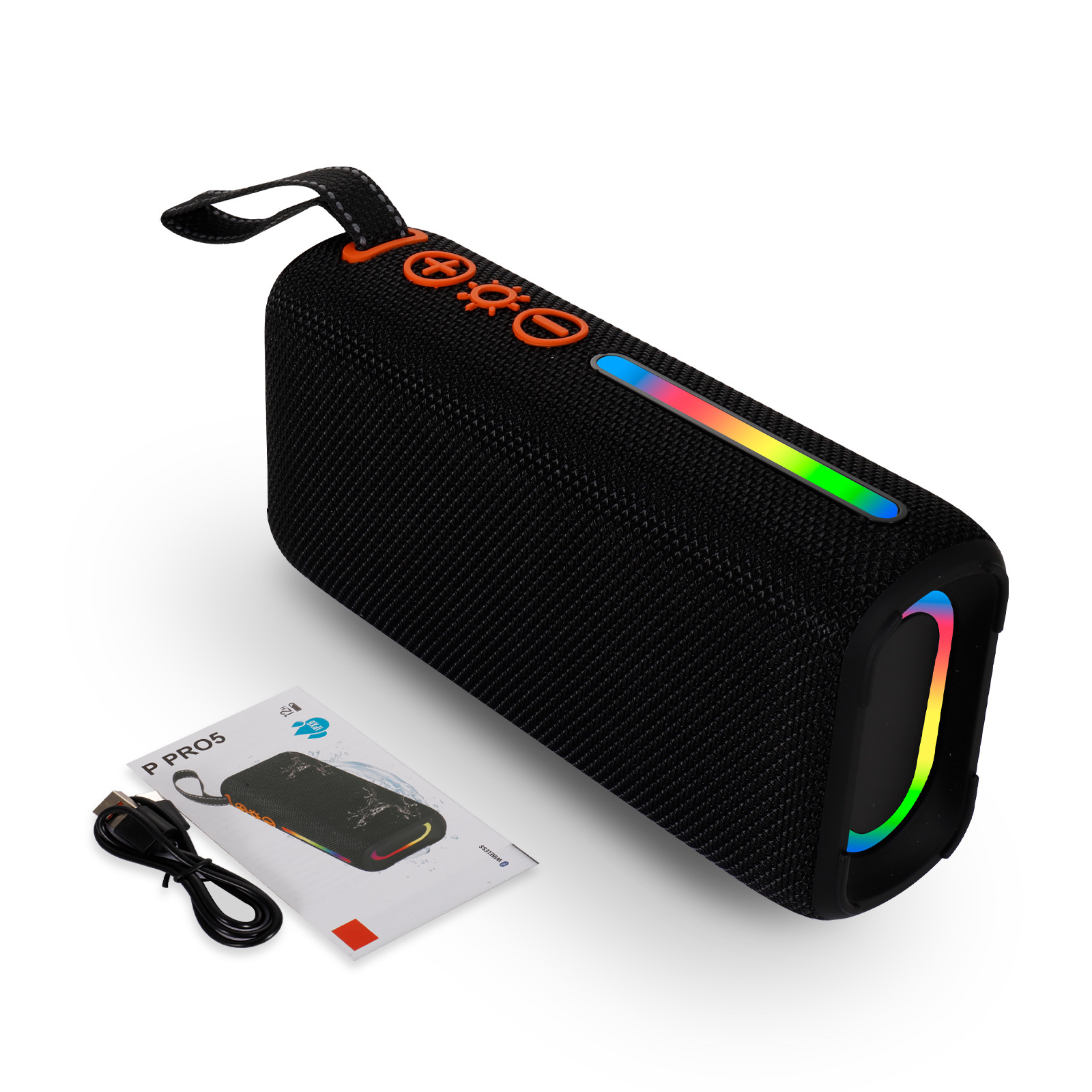 2026 Nieuwe P PRO5 draadloze Bluetooth-luidspreker, RGB-verlichting, draagbare handheld buitensubwoofer met TF-kaartsleuf_voghion.com