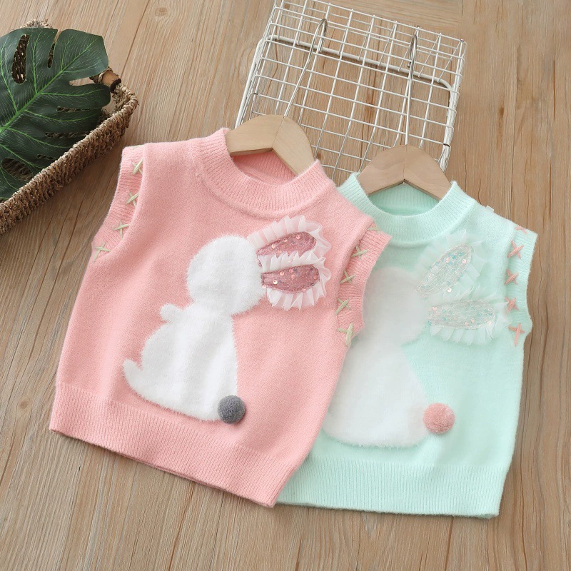Осенняя мультяшная вязаная детская безрукавка, свитер