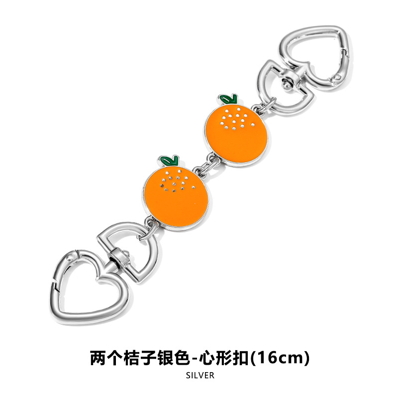 H- 7.4kg 오렌지 실버 하트 모양 버클 체인 16CM