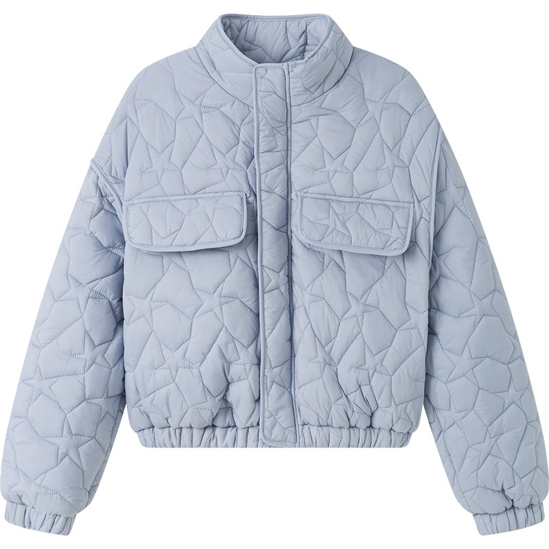 Coreano pequeño diseño de reducción de la sensación de cintura corta corta de algodón suelto de cuello alto chaqueta de manga larga para mujeres image 5