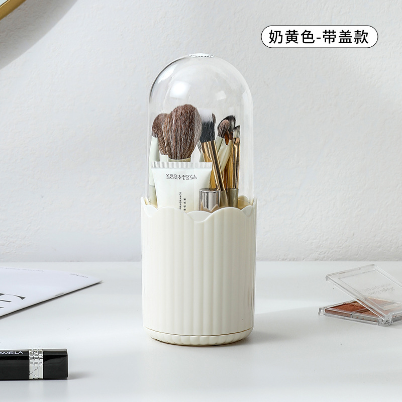 Caja de almacenamiento de cepillo de maquillaje de escritorio lápiz labial de gran capacidad caja de almacenamiento de cosméticos transparente giratoria estante de almacenamiento de artículos