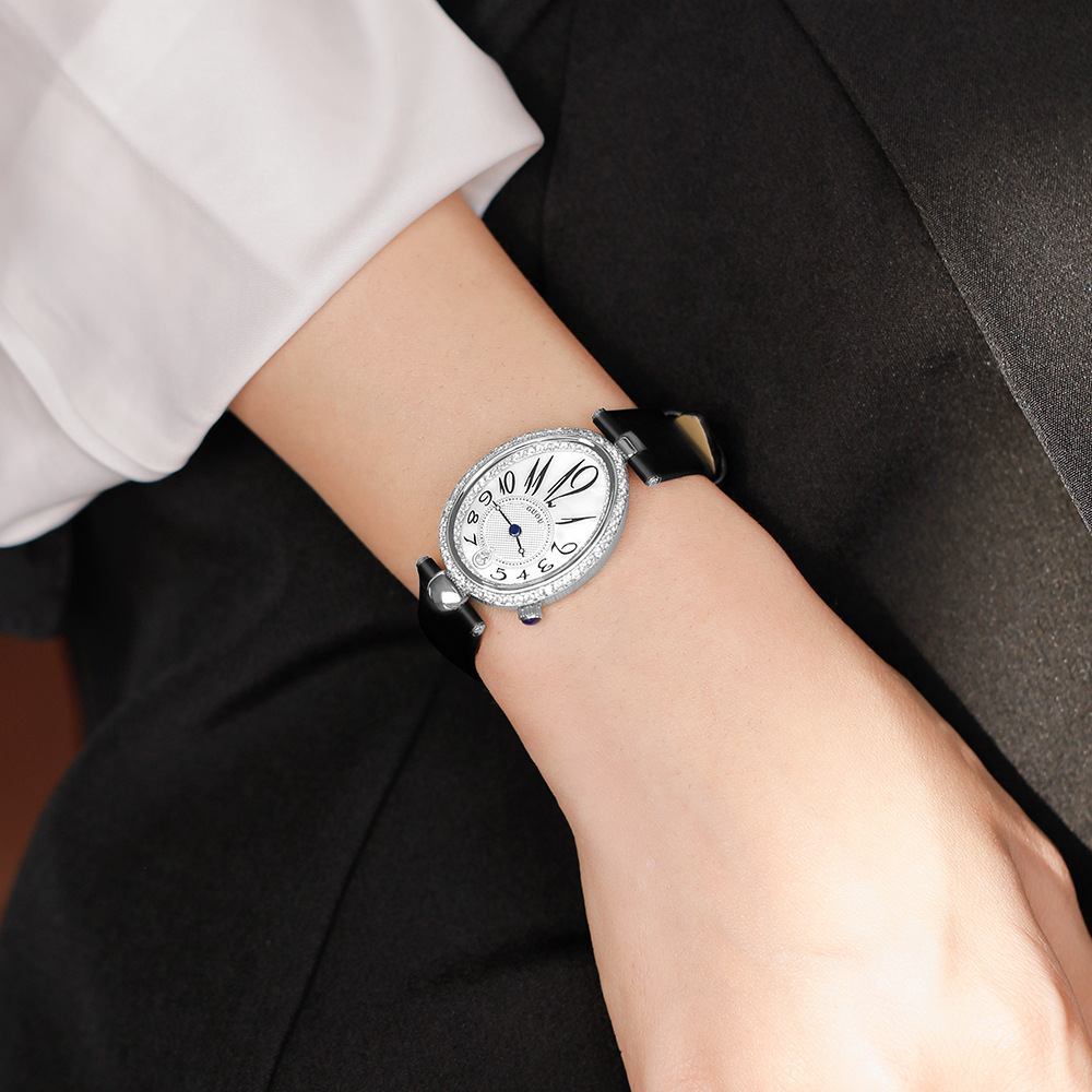 Stile di design, temperamento alla moda, quadrante a forma di goccia, lusso leggero, orologio da donna alla moda con diamanti intarsiati, orologio da donna al quarzo impermeabile_voghion.com