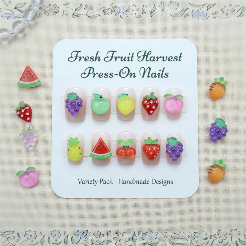 Nail Art Accessories New Wholesale Mixed Crystal Cartoon Cherry Peach Apple Watermelon Stereo Resin Customization