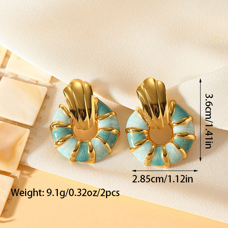 10g Weight Titanium Steel Ear Needle Material Ear Studs Classification 1 Pair Quantity Daily, Street Occasion Titanium Steel Material Geometric Pattern All Seasons Season Women's Gender Plating Design Retro, Commute Style 1 Pair Retro Commute Geometric Plating Titanium Steel Ear Studs 14