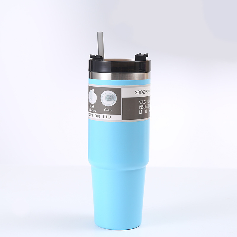 Vacuo transfronterizo 30oz tazas de automóviles de gran capacidad 304 acero inoxidable vacío de automóviles aislamiento frío hielo taza de paja al por mayor