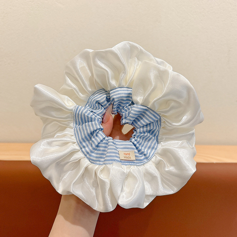 Chica de ballet collar de cabello collar de cabello de encaje a rayas azules de gran tamaño de alta sensación japonesa collar de cabello de cabello dulce