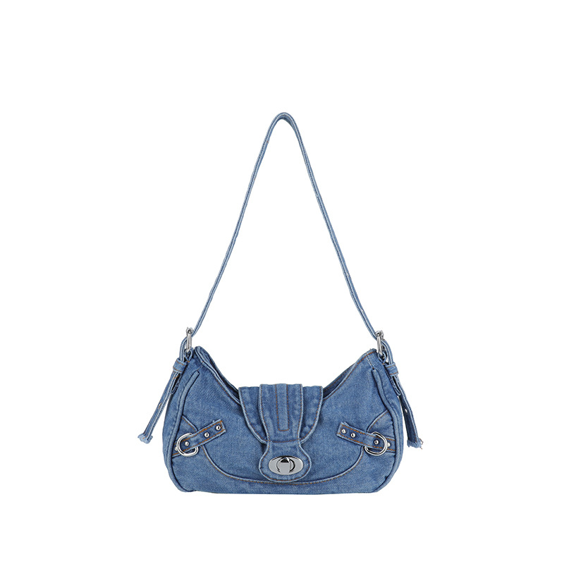 Retro Canvas Tote Bag Versatile Handheld Motorcycle Bag For Women Denim Bag 2026 New Arrival Trendy Hot Girl Underarm Bag - Thumbnail 6