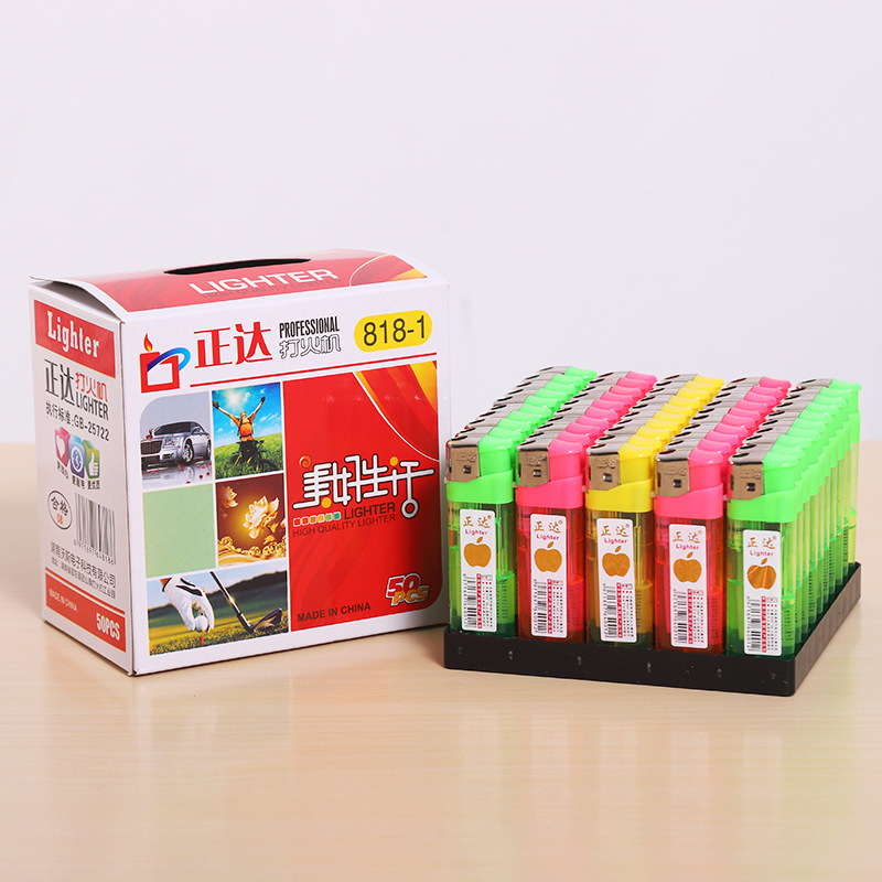 湖南邵东工厂直销正达818电子打火机 加厚耐摔款透明贴标打火机|undefined