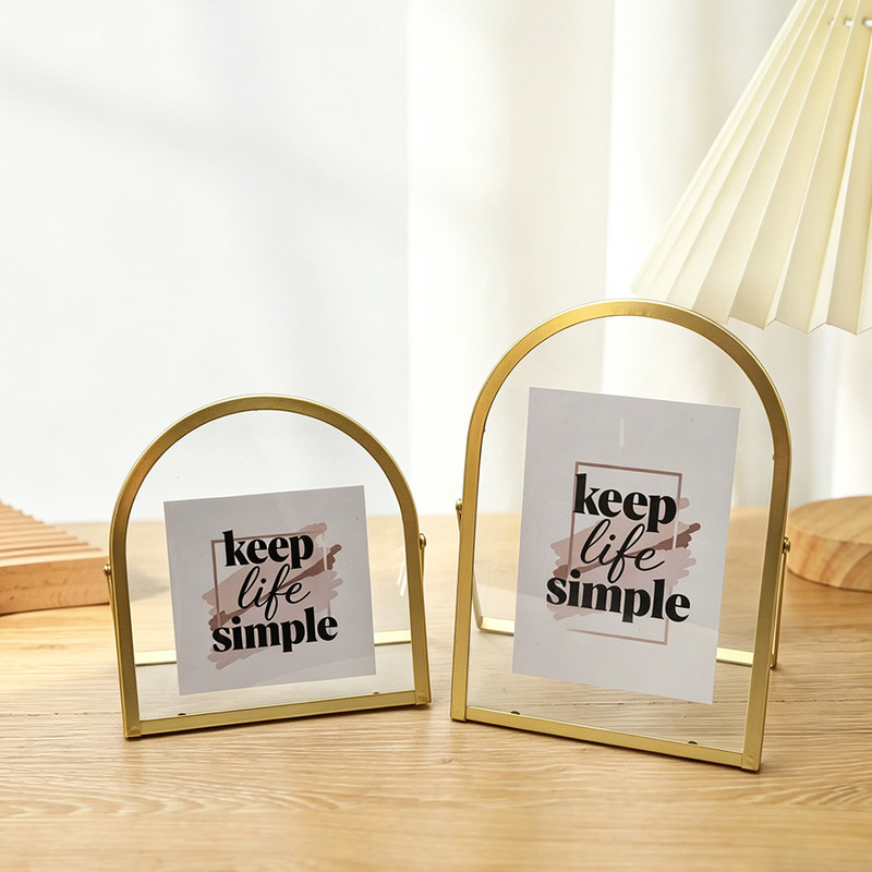 Cross-Border Original Metal Semi-Circular Arch-Shaped Photo Frame Simple Photo Display Stand 6inch 7inch 8inch Desktop Decoration Frame