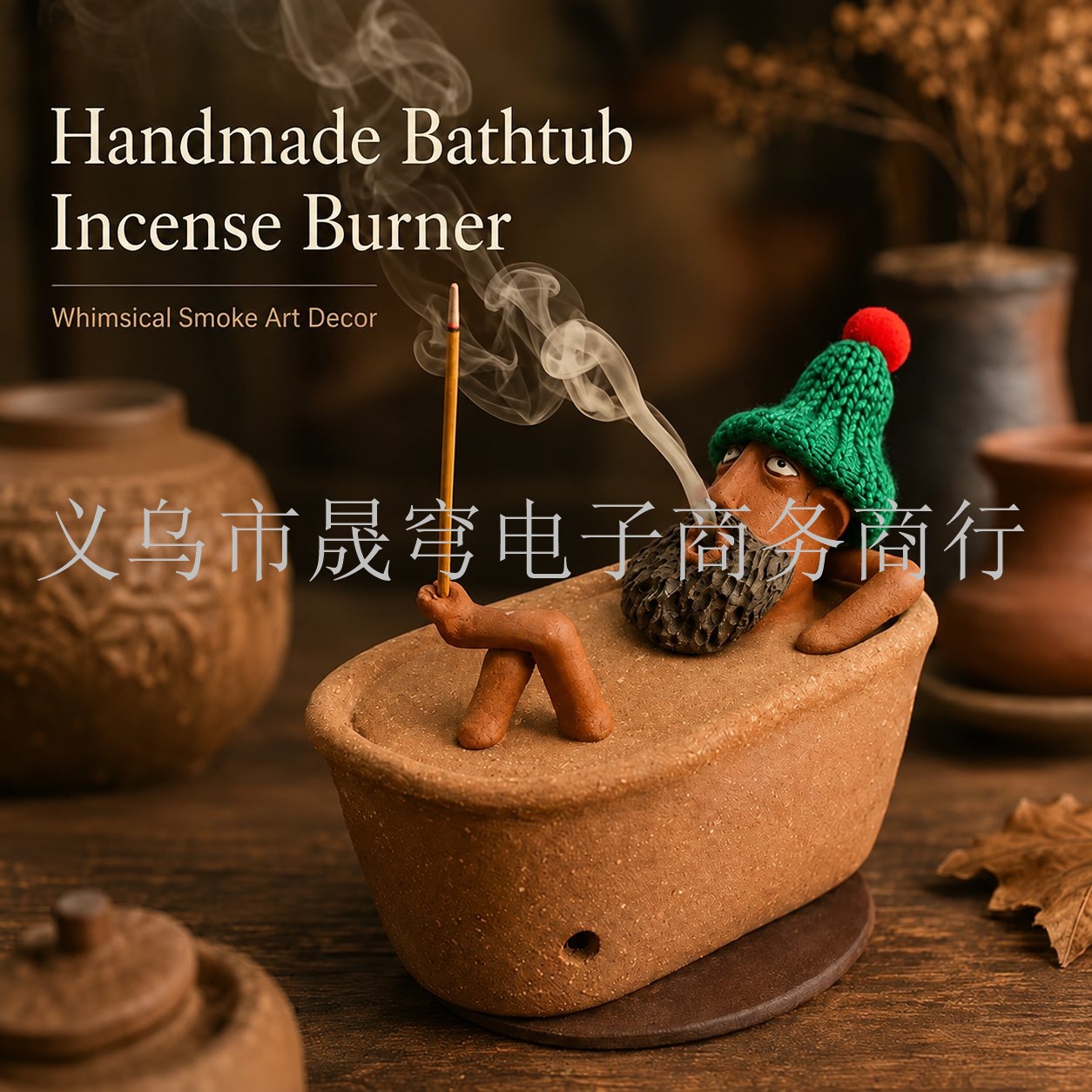 Yaradıcı tüstü effektli hamam üçün buxur qabı, fiqur bəzəkli
