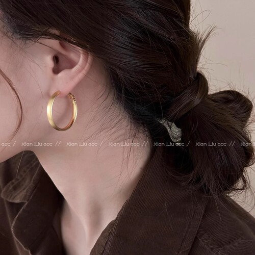 Metal Earrings Frosted Hoop Earrings 2025 New Hot Style Unisex Simple High-end Commuting Personalized Earrings