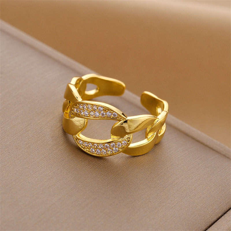 Adjustable Ring Size 1 Piece Quantity Fashion Flower Copper Plating Zircon Open Ring 1 Piece