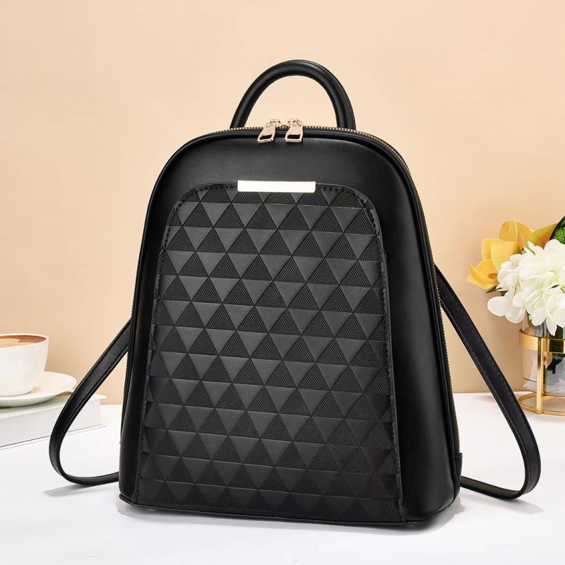 Bolso de Mujer Estilo Coreano de Taizhou, Bolso de Color Sólido con Relieve, Bolso de Hombro, Mochila de Doble Hombro, Bolso Escolar de Moda a Cuadros, Fabricante