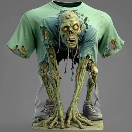 Halloween Skull 3D Printed Men's T-Shirt Summer Outdoor Casual Horror Pattern Short Sleeve Top