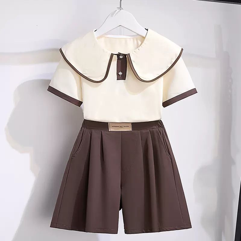 2024 New College Style Two piece Summer Internet Celebrity Fashionable Versatile Leisure Art Girls' Set_voghion.com