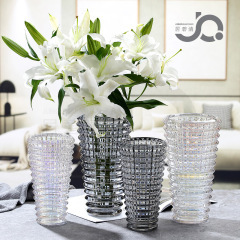 輕奢創意歐式玻璃花瓶巴卡璀璨鮮花富貴竹水養大號百合餐桌圓形