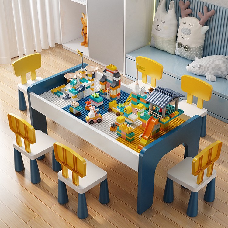 Solid Wood Building Blocks Table Multi-functional Large Size Children's Educational Assembled Boys and Girls Baby Big Particle Toy Table