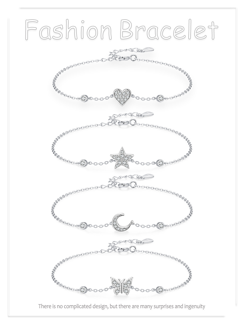 4g Weight 925 Sterling Silver Pendant Material Zircon Inlay Material Bracelets Classification 925 sterling silver Chain Material cable chain Chain Type 925 Sterling Silver Cable Chain Bracelets Sweet