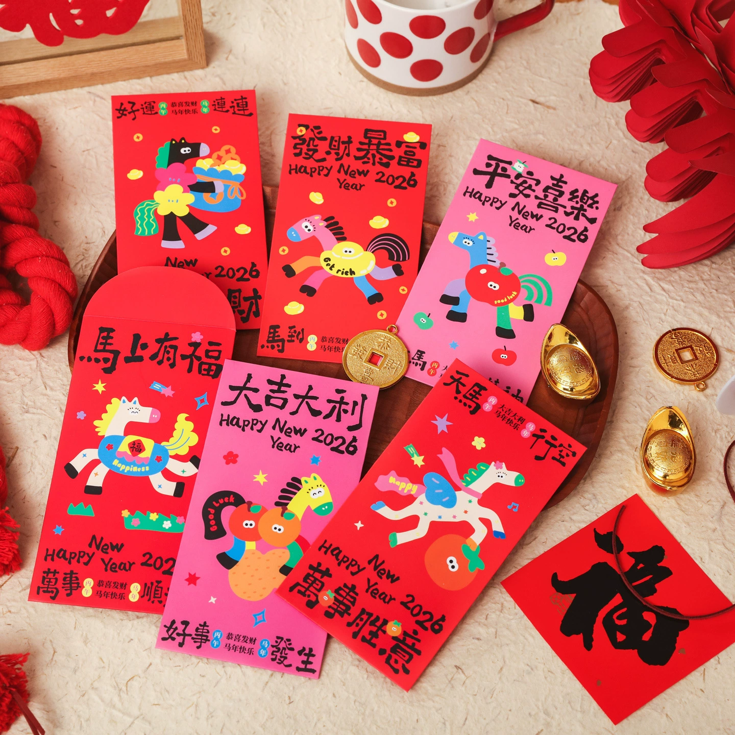 Creative Year of the Horse Red Envelopes Personalized Original High-End Thickened Red Packet Bags for New Year Celebration Hundred Yuan Thousand Yuan Lucky Money