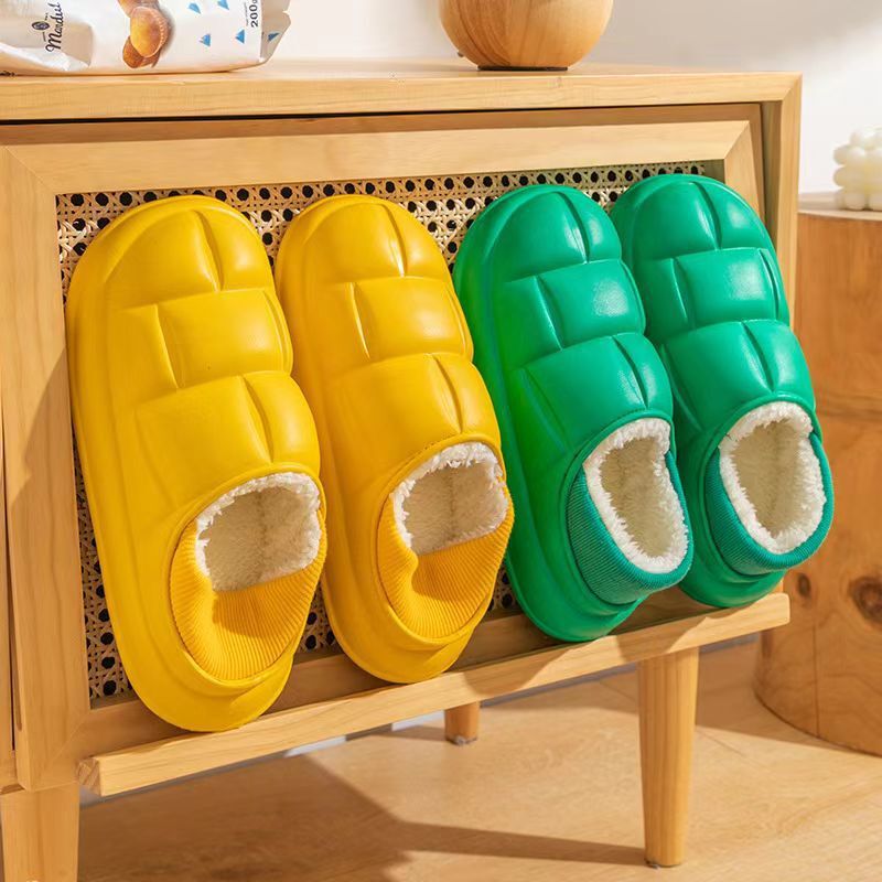 Men's and women's waterproof cotton slippers, 2026 new autumn/winter style, plush indoor slippers, non-slip and warm Men's and women's waterproof cotton slippers, 2026 new autumn/winter style, plush indoor slippers, non-slip and warm