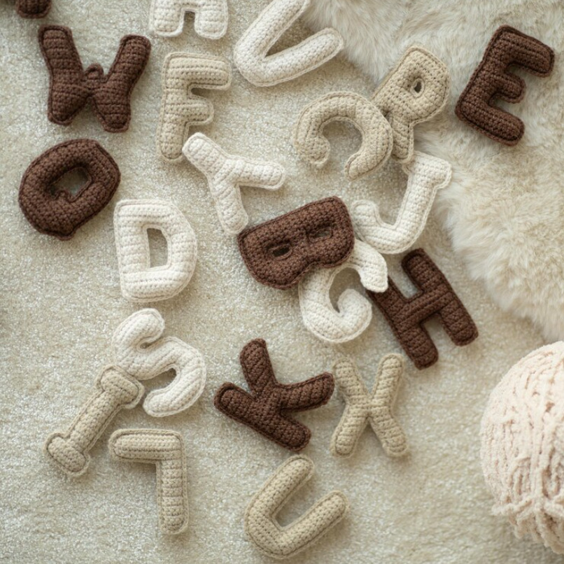 Crochet combinado patrón letras y números patrón conjunto juguetes accesorios de crochet infantil ayuda de enseñanza