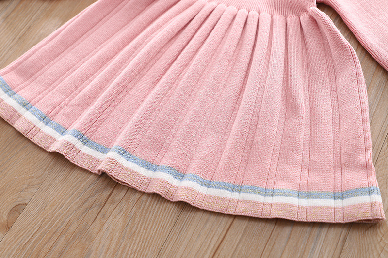 Kinder 2024 Neues Pulloverkleid Zweiteiliges Set Mädchenweste + Kleid Gestrickter Wollrock_voghion.com