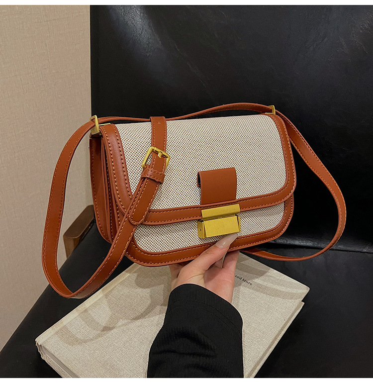 Nicho de diseño de lino empalmado bolso para mujeres 2025 nueva moda moda bolso pequeño de moda bolso casual simple mochila image 10