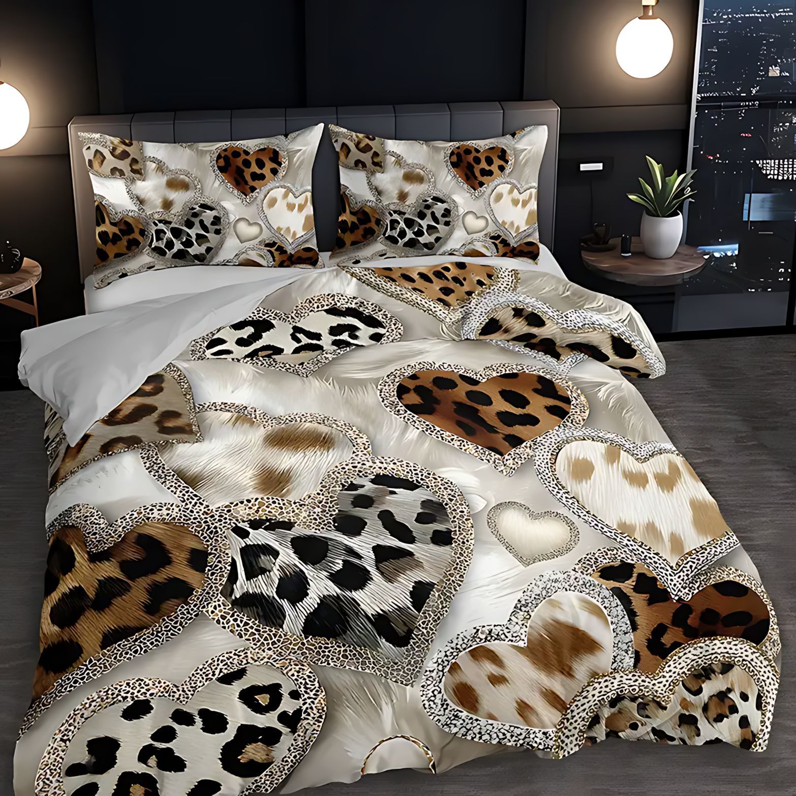 TEMU / JIT ropa de cama transfronteriza amor leopardo impresión digital HD colcha de colcha fuente de fábrica