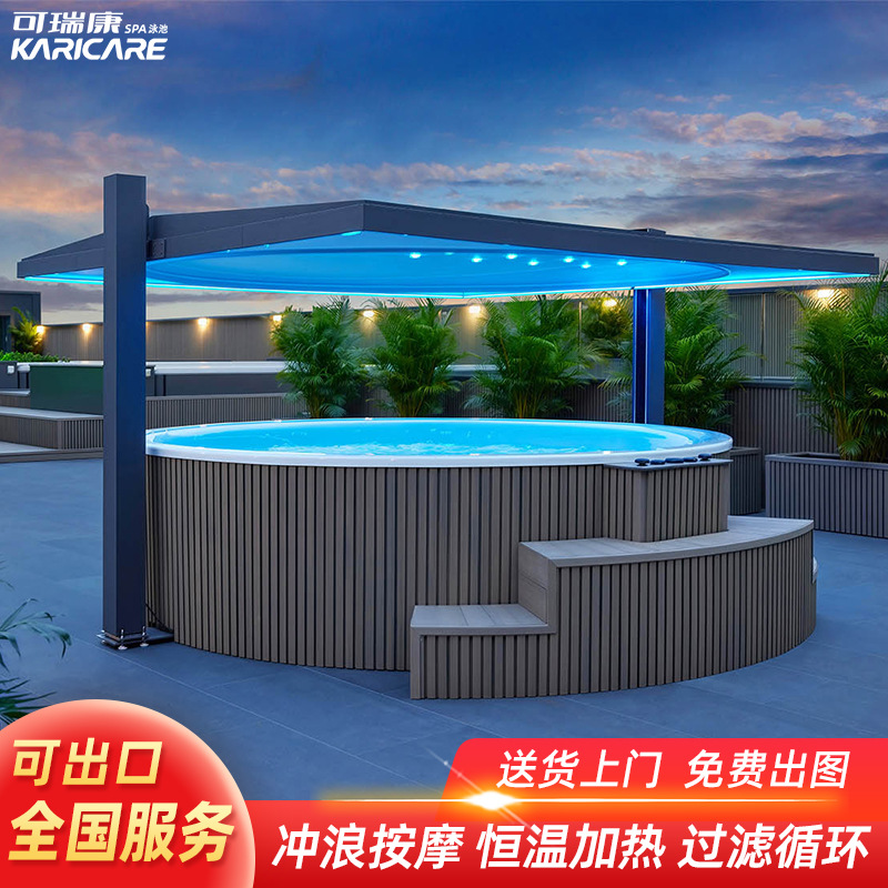 Villas al aire libre jacuzzi piscina de spa acrílico inteligente calefacción de temperatura constante spa alojamiento residencial surf piscina de burbuja