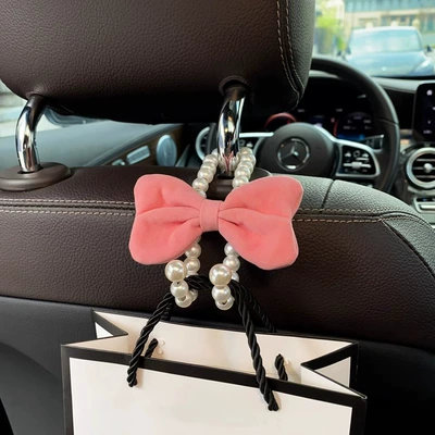 Other Automotive Interior Supplies seat back hook car - 1-pink-bow-pearl-hook